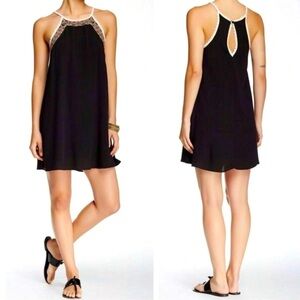 House of Harlow 1960 June Revolve Boho Embroidery Crochet Black Mini Dress - Med